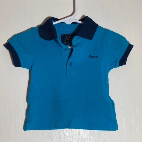 Mayoral Baby Polo Shirt, 3 Months, Blue, Designed in Spain, Short Sleeve Top - Picture 1 of 4